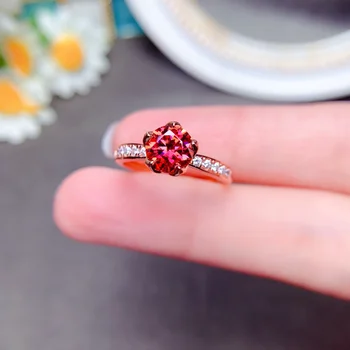 пръстен с муассанитом 1 карата Watermlon за жени, бижута, годежен пръстен за сватба, пръстен от сребро 925 проба с платинен покритие, подарък за рожден Ден