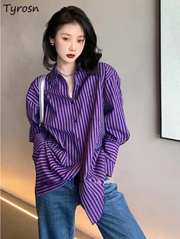 Ризи женски райета студентски Реколта ежедневни дизайнерски свободни специални пролетни модни в корейски стил Удобни универсални ежедневни Нови