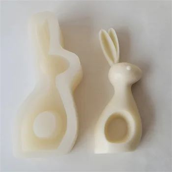 Скъпа 3D свещ на Великден заек, силиконова форма за Заек, ароматна свещ, Гипсова форма, Инструмент за производството на сапун ръчна изработка, Украса за печене