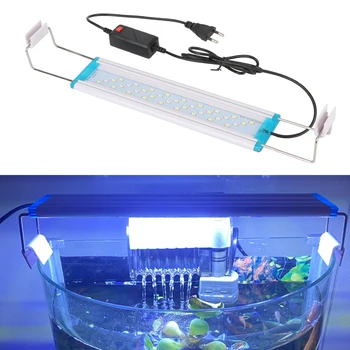 Штепсельная вилица ЕС/САЩ, бяло, синьо, супертонкий led лампа за аквариум, зажимная лампа 28/48 см, в аквариум за отглеждане на водни растения, осветлението на